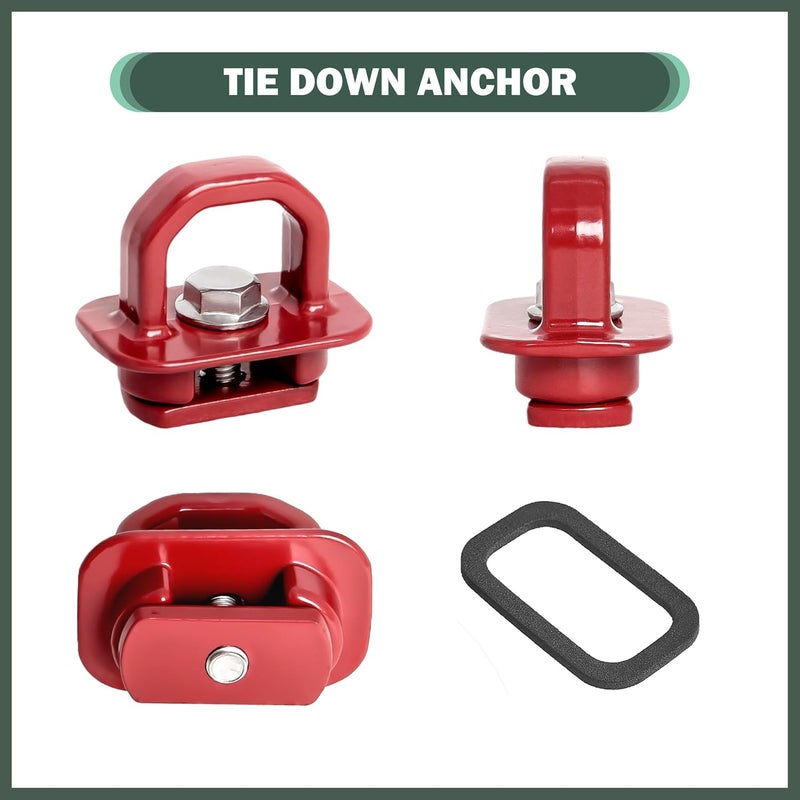 Phamyor Aluminum Tie Down Anchors Truck Bed Side Wall Anchor fit for 2007-2023 Chevy Silverado/GMC Sierra, 2015-2023 Chevy Colorado/GMC Canyon, Truck Bed Cargo Hooks, DZ97903, Red, 9pcs - Image 3